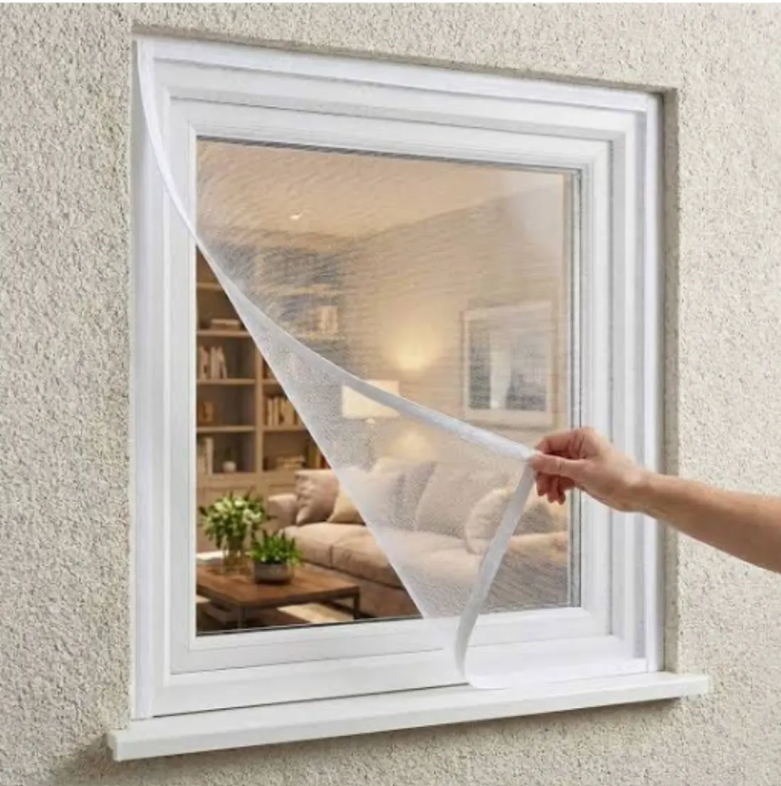 Removable window mosquito net with white velcro mesh