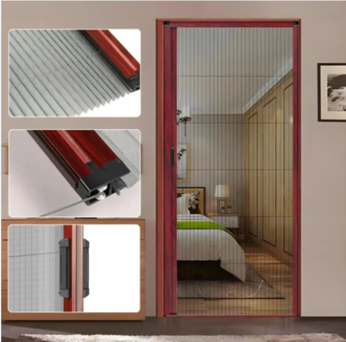 Magnetic mosquito net door screen with aluminium frame and fittings